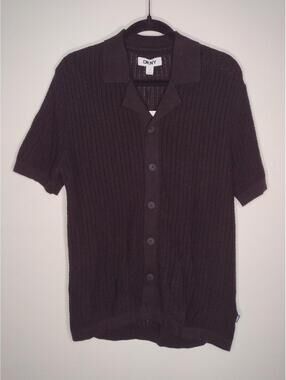 NWT DKNY Men's Black/Button Down Polo Shirt Size Small